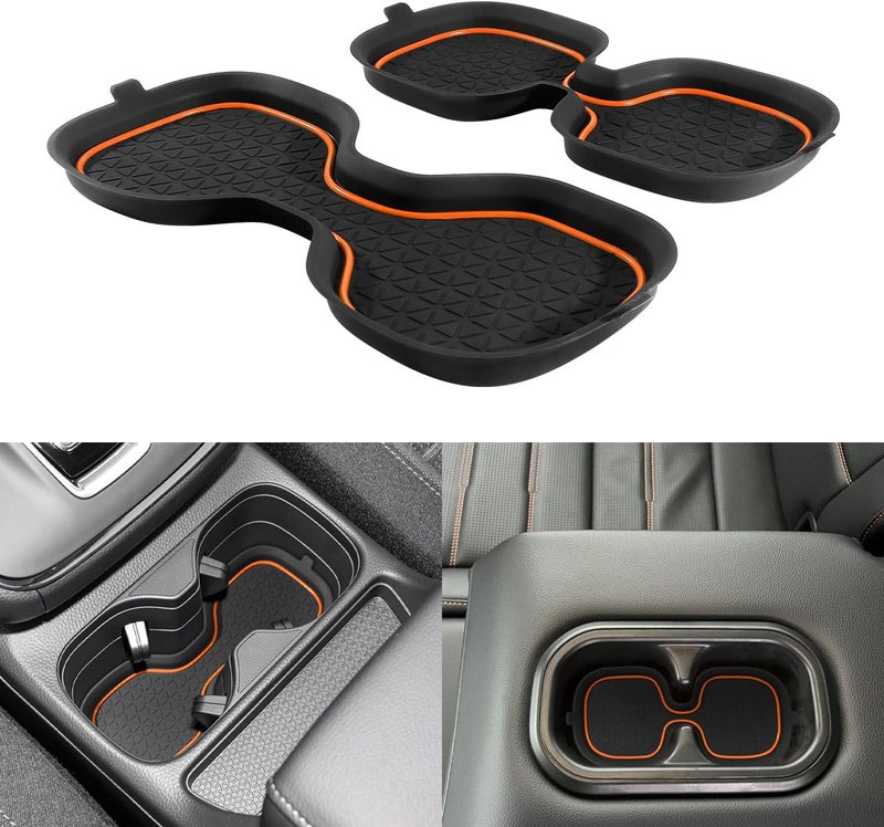 KENTUTO for Honda CRV Accessories 2023 2024 2025 2026 3D Cup Holder Center Console Liner Inserts Silicone Anti-dust Mat Pad Interior Decoration (2 Pcs, Orange Trim) - Image 1